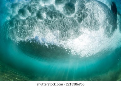 Dramatic Under Water Scene Of A Huge Crashing Wave