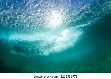 Dramatic Under Water Scene Of A Huge Crashing Wave