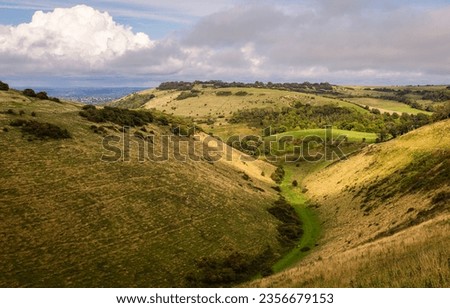 Dramatic valley of Devils dyke on the south downs west Sussex south east England UK