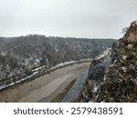 Dramatic view of the Avon Gorge with snow looking westwards towards the sea