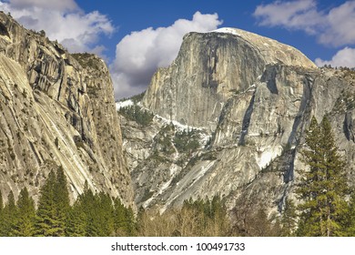 Dramatic View Of Half Dome At Yosemite On A Spring Day.