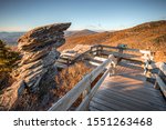 A Dramatic view from Rough Ridge Lookout , Blue Ridge Parkway in fall season.