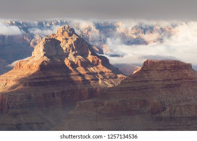 Dramatic view of a storm clearing over the south rim of the Grand Canyon in Arizona, USA