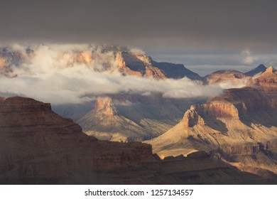 Dramatic view of a storm clearing over the south rim of the Grand Canyon in Arizona, USA