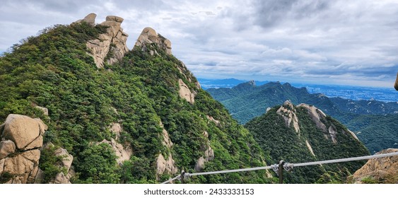 Dramatic view valley from the summit of Mount