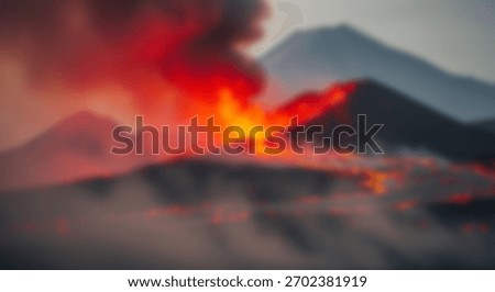 Dramatic Volcano Eruption Red Hot Lava Flowing from a Mountain Peak.