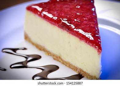 Dramatically Lightened Slice Of Raspberry Cheesecake   