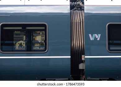 Drammen, Norway - July 15th 2020: VY Train Exterior