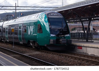 Drammen, Norway - July 15th 2020: VY Train Arriving