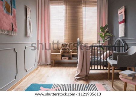 Drapes Blinds On Windows Childs Bedroom Royalty Free Stock Image