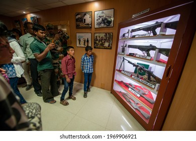 Drass, Ladakh, India- 24 July 2019; showcasing pak captured weapons at Kargil War Memorial located in Dras valley, Memorial built to honour of Indian soldiers who fought in Kargil war. 
