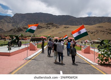 Drass, Ladakh, India- 24 July 2019; tourist at Kargil War Memorial, The memorial is built to honour of Indian soldiers who fought in Kargil war. 