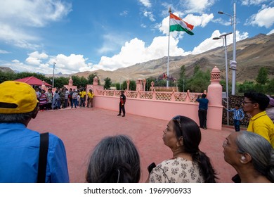 Drass, Ladakh, India- 24 July 2019; tourist at Kargil War Memorial, The memorial is built to honor of Indian soldiers who fought in Kargil war. 