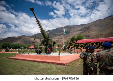 Drass, Ladakh, India- 24 July 2019; bofors gun showcasing at Kargil War Memorial located in Dras valley, war memorial built to honour of Indian soldiers who fought Kargil war. 