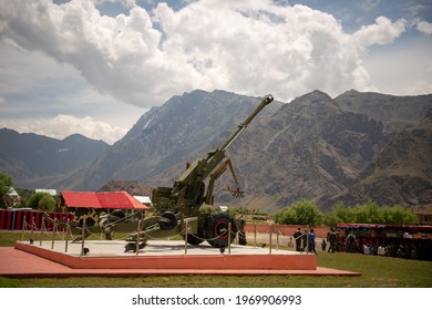 Drass, Ladakh, India- 24 July 2019; bofors gun showcasing at Kargil War Memorial located in Dras valley, war memorial built to honour of Indian soldiers who fought Kargil war. 