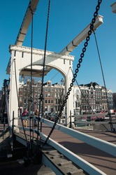 Drawbridge Across The Canal In Amsterdam