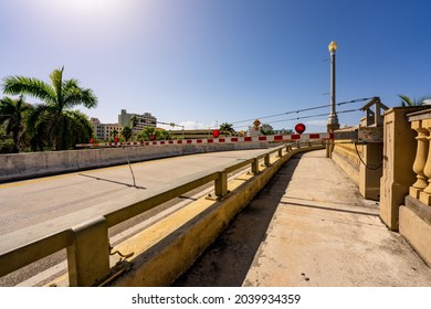 Drawbridge Poles Down Indicating No Passage Until Drawbridge Closes