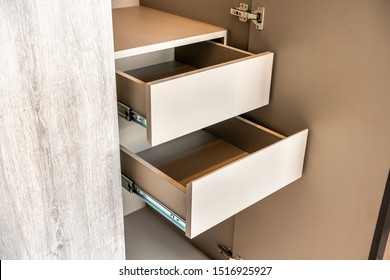 Drawer in a cabinet in a bedroom close-up with nothing inside - Shutterstock ID 1516925927