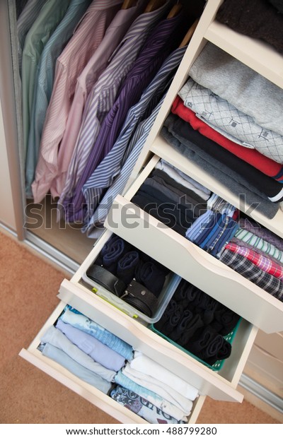 Drawers Mens Clothes Closet Mens Clothing Stock Photo Edit Now