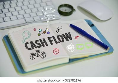 Drawing CASH FLOW  Concept On Notebook In The Office , Business Concept , Business Idea 