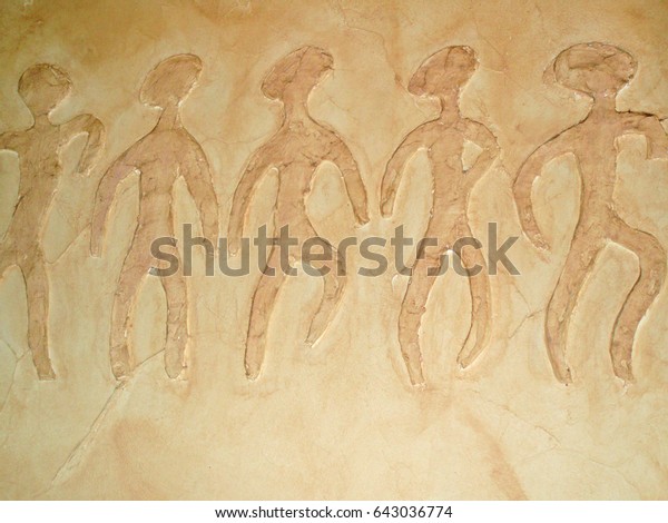 Drawing Cave Ancient Family People Dancing Stock Photo Edit Now