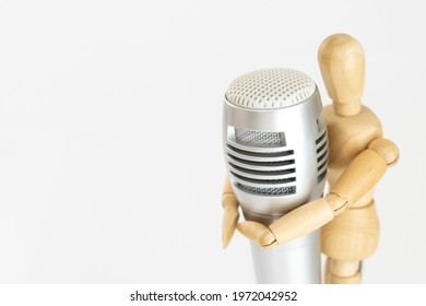 Drawing Doll And Microphone. Image Of Music 