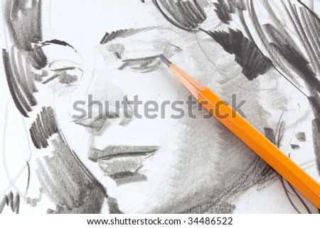 Drawing of girl by graphite pencil