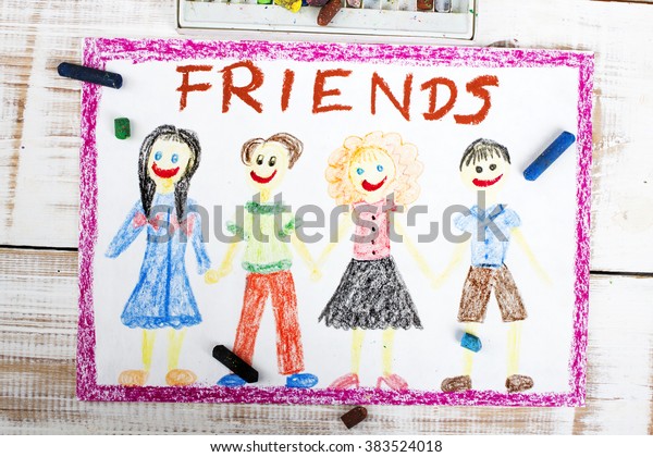 Drawing Group Friends Stock Photo (Edit Now) 383524018