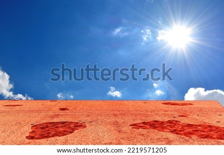 A drawing of hellish land and sky with sun - theme , hell evil devil and heaven , paradise , salvation