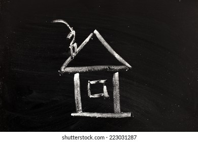 drawing of house on chalkboard  - Powered by Shutterstock