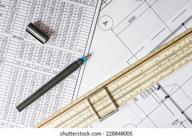 Drawing House Plan Slide Rule Pencil Stock Photo 228848005 | Shutterstock