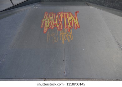 Drawing Of Houston Was Here Tagged In Urban Graffiti On A Flat Ramp