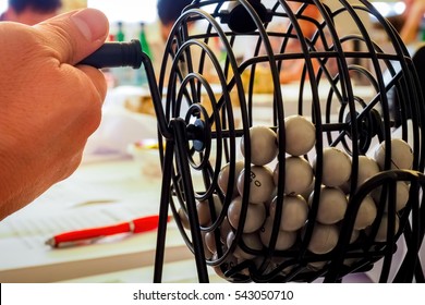 Drawing Lottery Numbers Using A Rotavator. This Popular Social Game Is Commonly Known As Bingo In Australia.