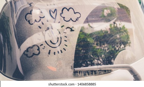 Drawing On Dirty Window Car