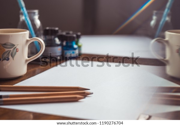 Drawing Paper Conceptual Ideas Coffee Cup Stock Photo Edit Now 1190276704