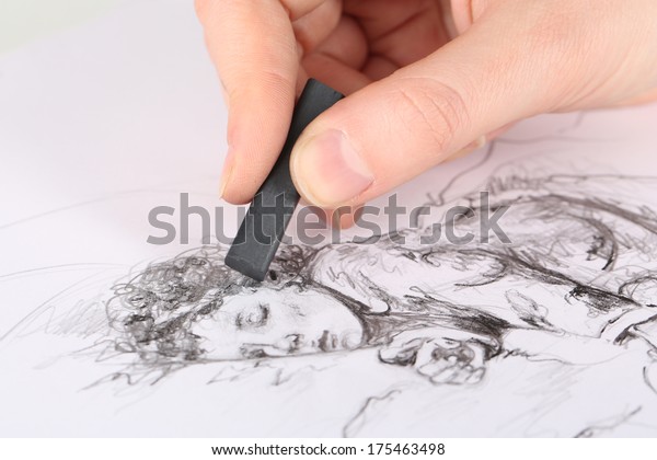 Drawing\
picture of drawing charcoal isolated on\
white