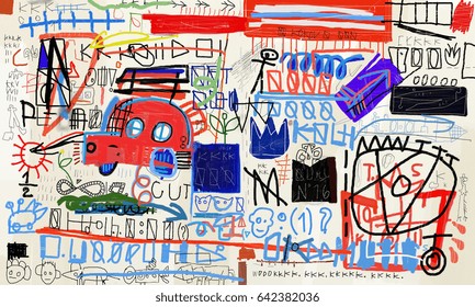A drawing that contains various symbols