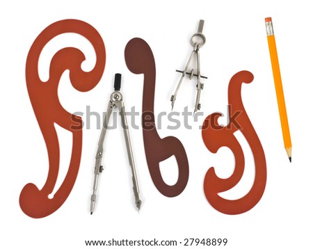 Drawing tools isolated on white background