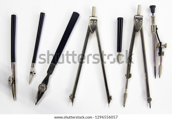 Drawing tools\
on white isolated background\
close-up