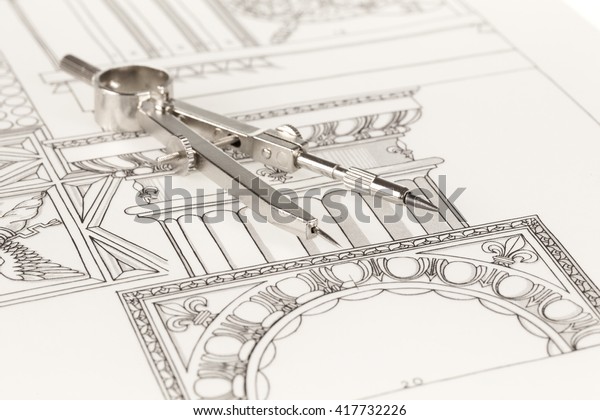 drawings of architectural details - columns\
element & compass