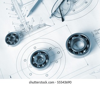 Drawings Engineer Mechanical Engineering Stock Photo (Edit Now) 55328815