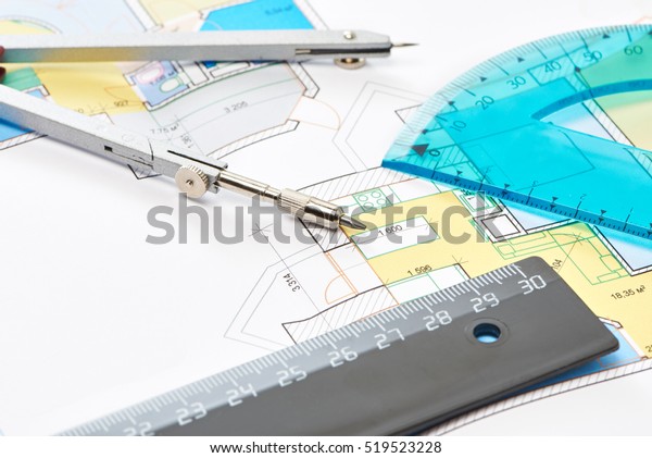 Drawings\
project with ruler, protractor and\
compass