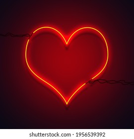 Drawn neon glowing oblique heart connected to wires - Powered by Shutterstock