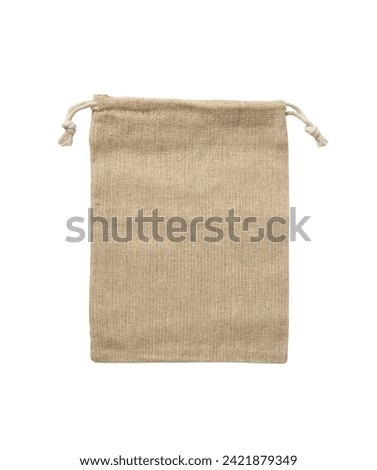 Drawstring burlap linen pouch isolated on white background