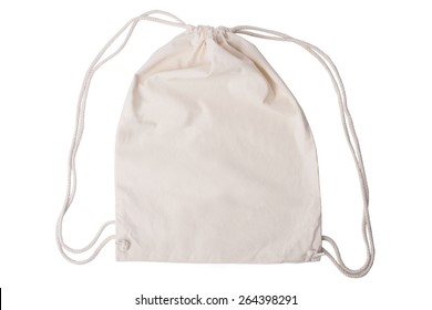 Drawstring pack template jute isolated on white with clipping path