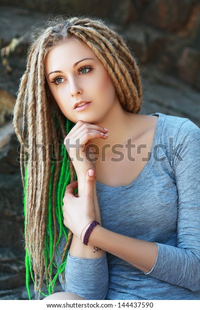 Dreadlocks Fashion Hairstyle Dreads Beauty Woman Stock Photo