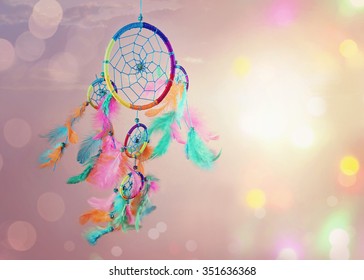 Dream catcher and abstract bokeh background