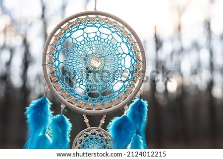 Dream catcher with feathers threads and beads rope hanging. Dreamcatcher handmade