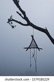 Dream Catcher Hanging On A Wood In Fog