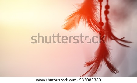 Dream catcher native american in the wind and blurred bright light background, hope and dream concept